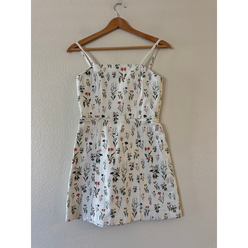 Alice + Olivia Jensen Floral Mini Dress 0 White Georgia Botanical Print Exc